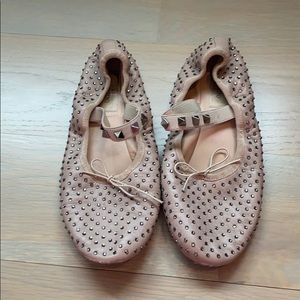 Auth Valentino rockstud ballet flats nude 36.5
